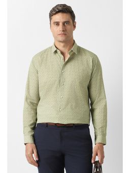 Van Heusen - Men Olive Print Full Sleeves Regular Shirt