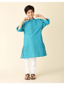 Fabindia - Blue Cotton Printed Long Kurta