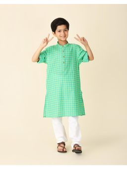 Fabindia - Green Cotton Printed Long Kurta