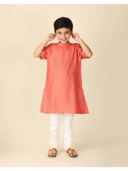 Fabindia - Coral Viscose Blend Checks Long Kurta