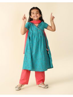 Fabindia - Blue Cotton Printed Salwar (Set of 3)