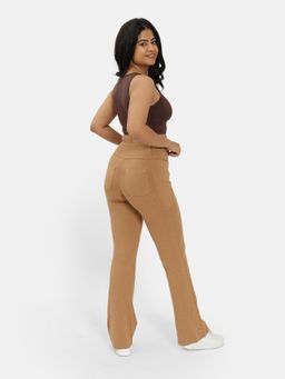 Blissclub - Beige Womens Werk It Flare Pants - Regular