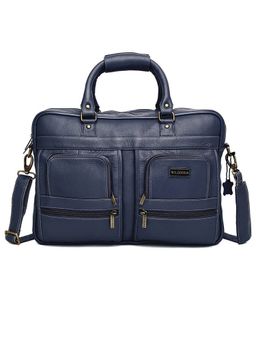 WILDHORN - Leather Blue Laptop Messenger Bag for Men