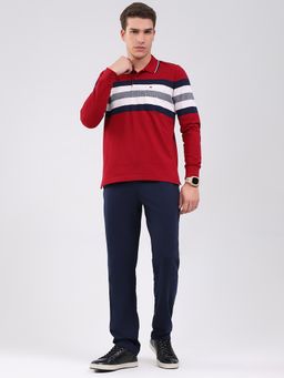 Monte Carlo - Maroon Cotton Blend Regular Mid Waist Collar Neck Polo T-Shirt with Trackpant