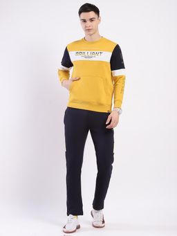 Monte Carlo - Yellow Cotton Blend Regular Mid Waist Round Neck Sweatshirt with Trackpant