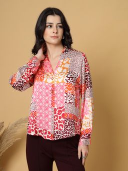 Gipsy - Multi-Color Ethnic Printed V Neck Tunic Top