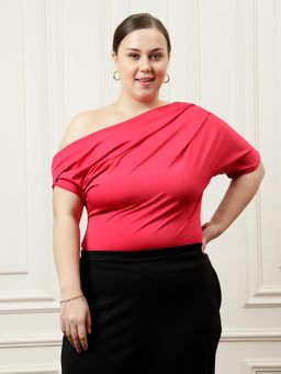 AAREIN - Women Fuchsia Asymmetric Drape Top