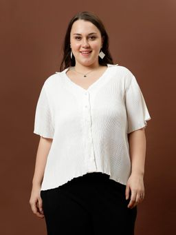 AAREIN - Women White Pleated Shirt