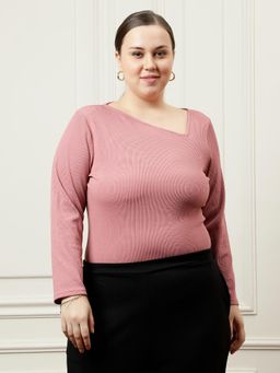 AAREIN - Women Dusty Pink Asymmetrical Neck Top
