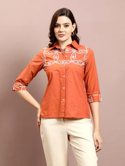 AAREIN - Women Rust Cutwork Shirt