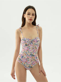 Cider - Floral Sea Underwire One Piece Swimsuit (XS)