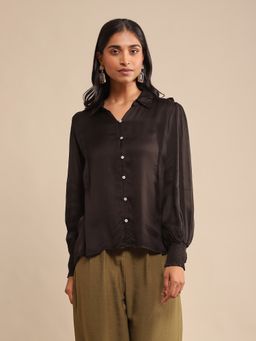 Ritu Kumar - Black Solid Button Down Shirt