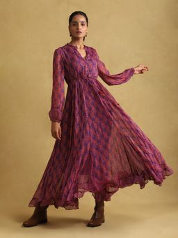 Ritu Kumar - Purple Printed Long Dress