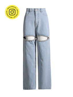 APPAPOP - Tiara Diamond Front Cut Denim