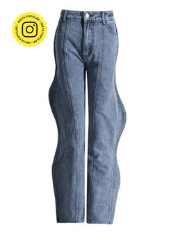 APPAPOP - Steffy Side Curve Denim Jeans