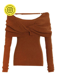 APPAPOP - Brown Siren Front Through Knitted Top