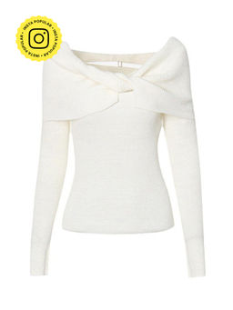 APPAPOP - White Siren Front Through Knitted Top
