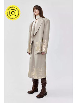 APPAPOP - Grey Ruri Relaxed Gold Foil Blazer with Skirt (Set of 2)