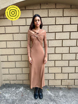APPAPOP - Brown Alouette Front Through Dress
