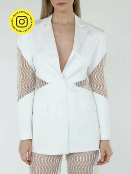 APPAPOP - Wilona Front Cut White Blazer