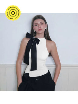 APPAPOP - White Ellendra Front Tie Up Bodysuit