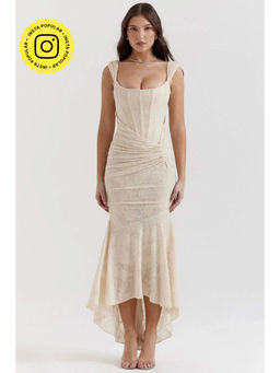 APPAPOP - Rise Relaxed Front Through Beige Dress