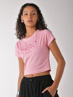 IZF - Hot Girl Club Graphic Printed Crop Baby T-Shirt