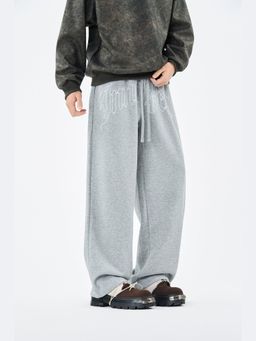 Weezy - Embroidered Grey Cotton Track Pant