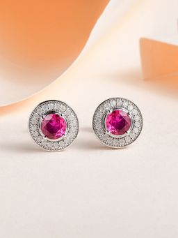 Ornate Jewels - 925 Silver 0.5 Carat Round Red Ruby Stud Earring For Women & Girls (One Size)