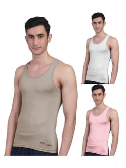 FREECULTR - Men's Twin Skin Bamboo Anti Microbial Breathtech Cotton Vest, Pack of 3