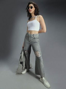 High Star - Women 90's Baggy Stretchable Distress Cotton Jeans