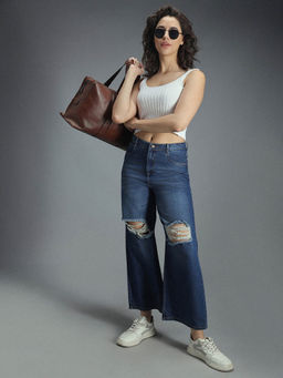 High Star - Women 90's Baggy Stretchable Distress Cotton Jeans