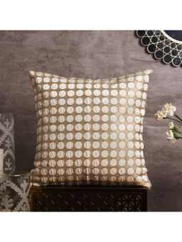 HomeTown - Nelumbra Circle Zari Embroidered Cushion Cover 40x40 Cm in Multi-Color