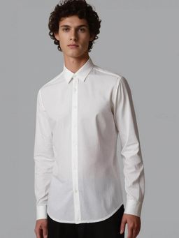 HE SPOKE - White Casual Tailored Fit Cotton Shirt