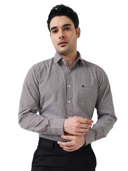 Raymond - Slim Fit Checkered Dark Brown Shirt