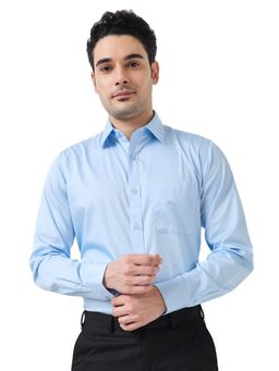 Raymond - Slim Fit Solid Medium Blue Shirt
