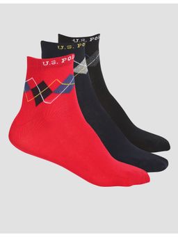 U.S. POLO ASSN. - Multi-Color Aloe Finish Ankle Length ES002 Socks - Pack of 3