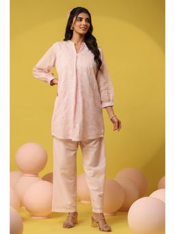 Scakhi - Pink Mul Cotton Chikankari Embroidery Kurta and Pant