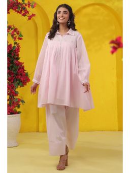 Scakhi - Pink Embroidered Mulmul Co-Ord Set