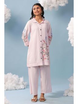 Scakhi - Pink Embroidered Rayon Flex Co-Ord Set