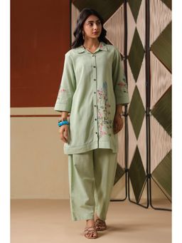 Scakhi - Pista Green Embroidered Rayon Flex Co-Ord Set