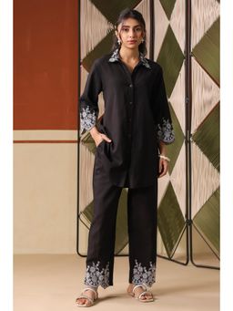 Scakhi - Black Embroidered Rayon Flex Co-Ord Set