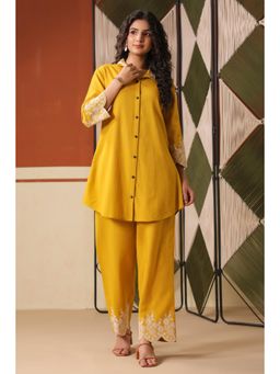 Scakhi - Mustard Embroidered Rayon Flex Co-Ord Set