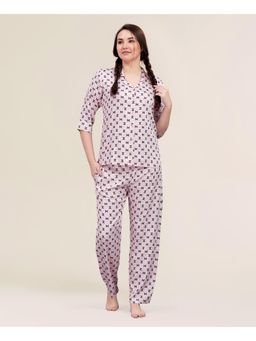 Velure - Pink Block Print Night Suit (Set of 2)