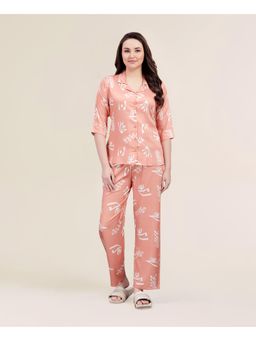 Velure - Coral Floral Printed Tunic Night Suit (Set of 2)