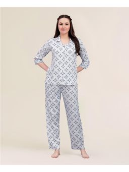 Velure - Grey Dazzling Print Night Suit (Set of 2)