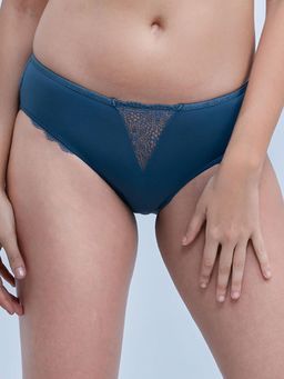 SOIE - Womens Grey Mid Rise Full Coverage Lace Brief