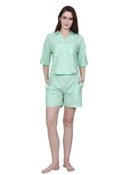 Velure - Classic Oversized Green Shirt with Shorts (Set of 2)