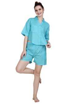 Velure - Classic Oversized Blue Shirt with Shorts (Set of 2)