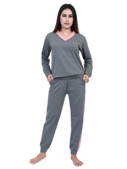 Velure - Grey Refined Sleek V Neck Track Suit (Set of 2)